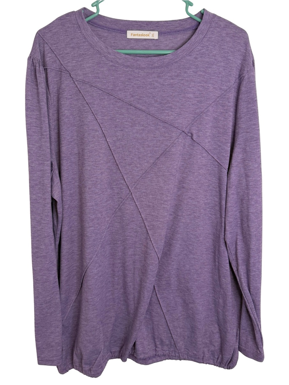 3/$20 Fantaslook Purple Long Sleeve Seam Detail Shirt Size 2XL